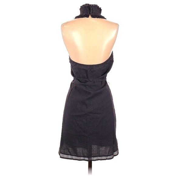 Jenny Han Halter Ruffle Pin Stripe Gray/Blue Dress | Size S - Picture 2 of 5